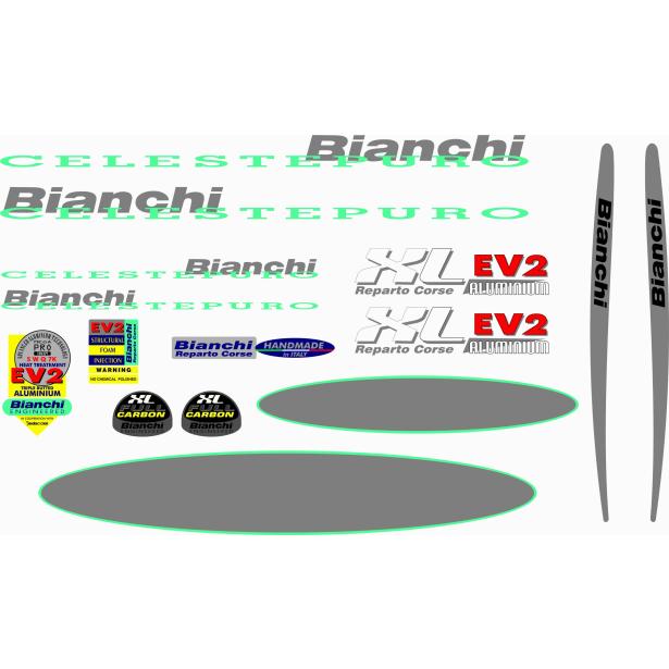 Adesivi Telaio BIANCHI XL EV2 ALUMINIUM - CelestePuro