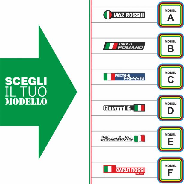 Adesivi Nome/Cognome UCI mod. 2021 ITALIA Kit da 20 pezzi